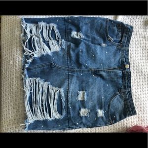 Denim Skirt w/ rhinestone